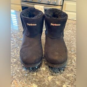 Juicy Couture Faux Suede Black Boot Faux Fur Women’s Sz 7 warm winter comfort
